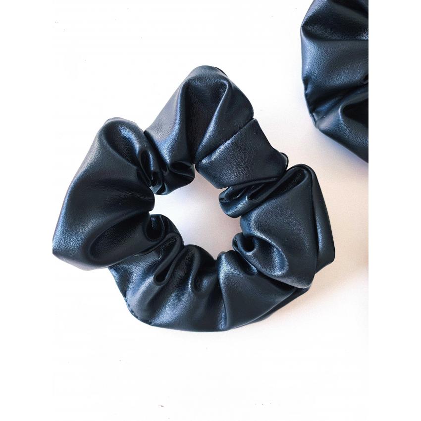 Chouchou simili cuir noir