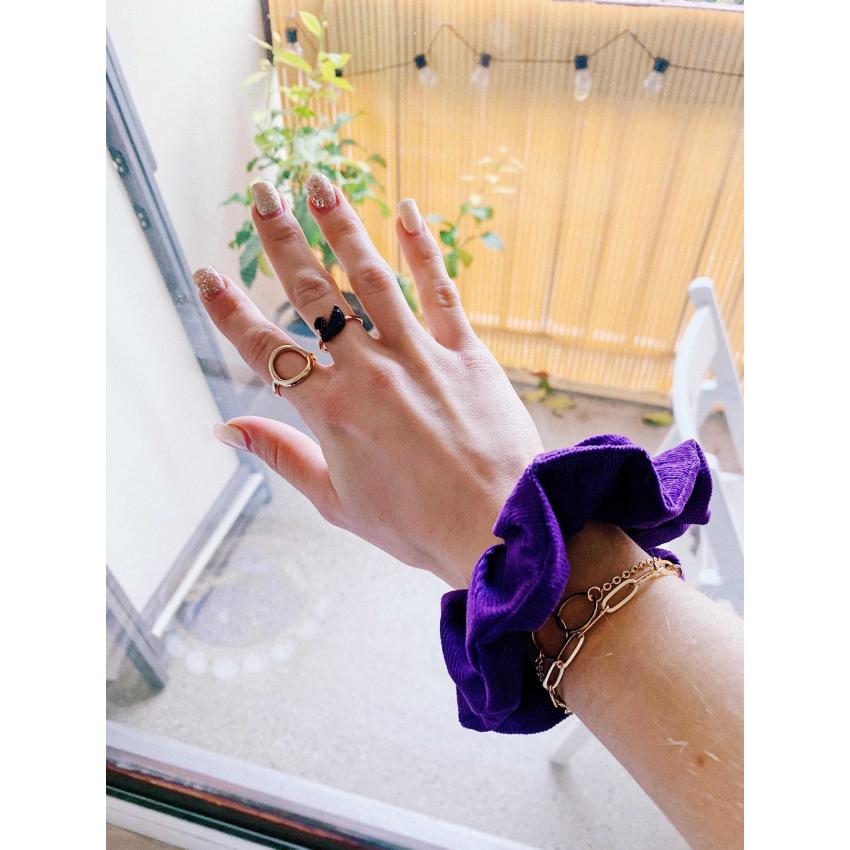 Chouchou velours côtelé violet