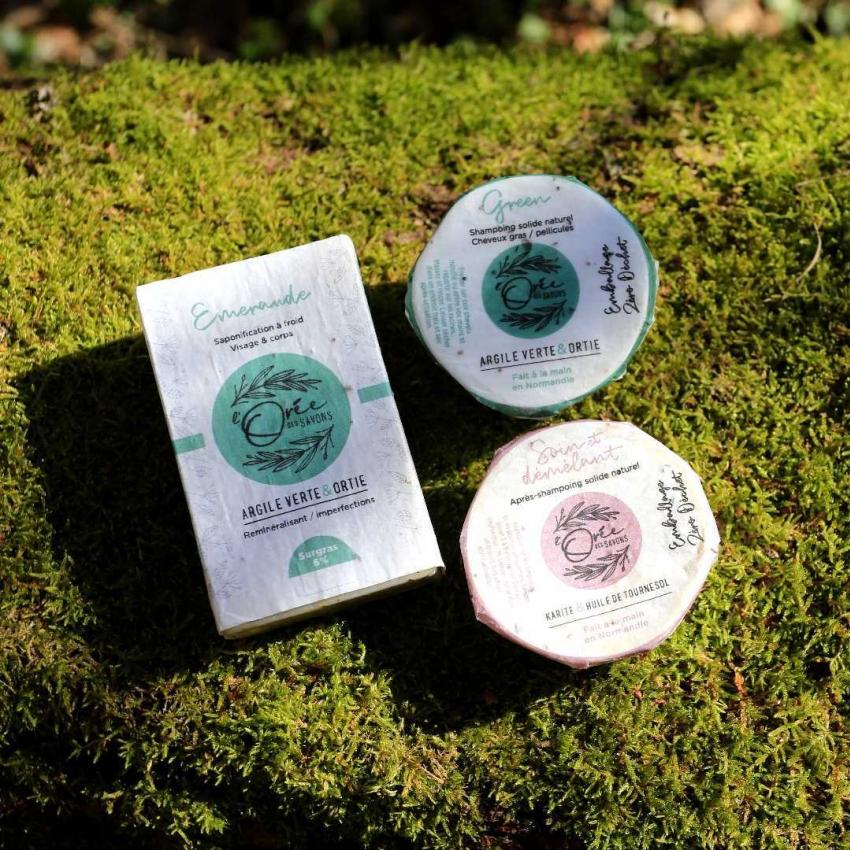 Coffret Zéro Déchet Emeraude corps & cheveux naturel – Argile verte & Ortie – imperfections