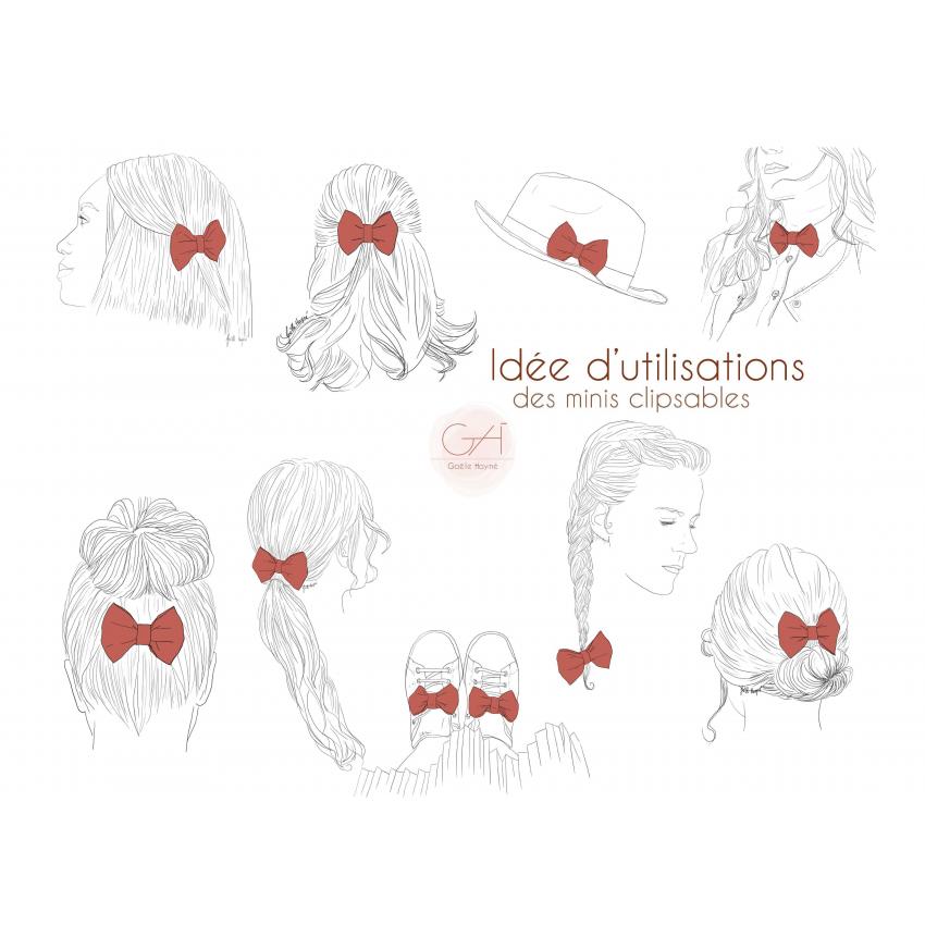 Noeud à clipser en crepe rouge