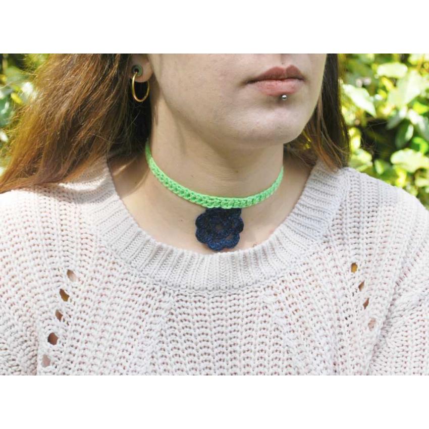 Collier Ras-de-Cou Patty Vert et Bleu