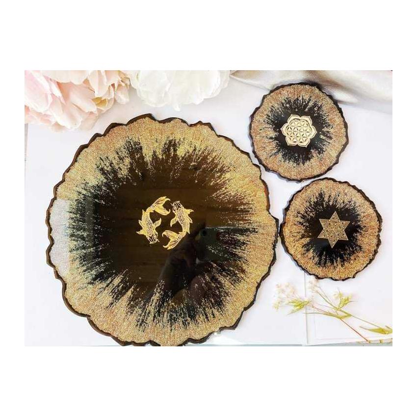 Sous verre et plateau ensemble