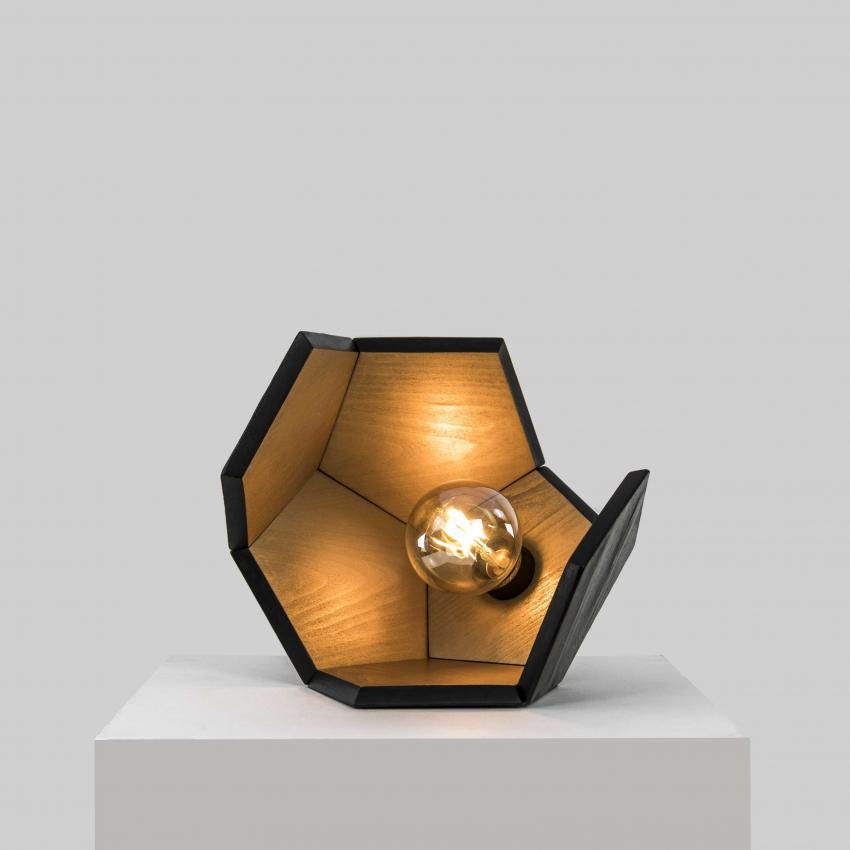 Lampe à Poser en bois brûlé - or