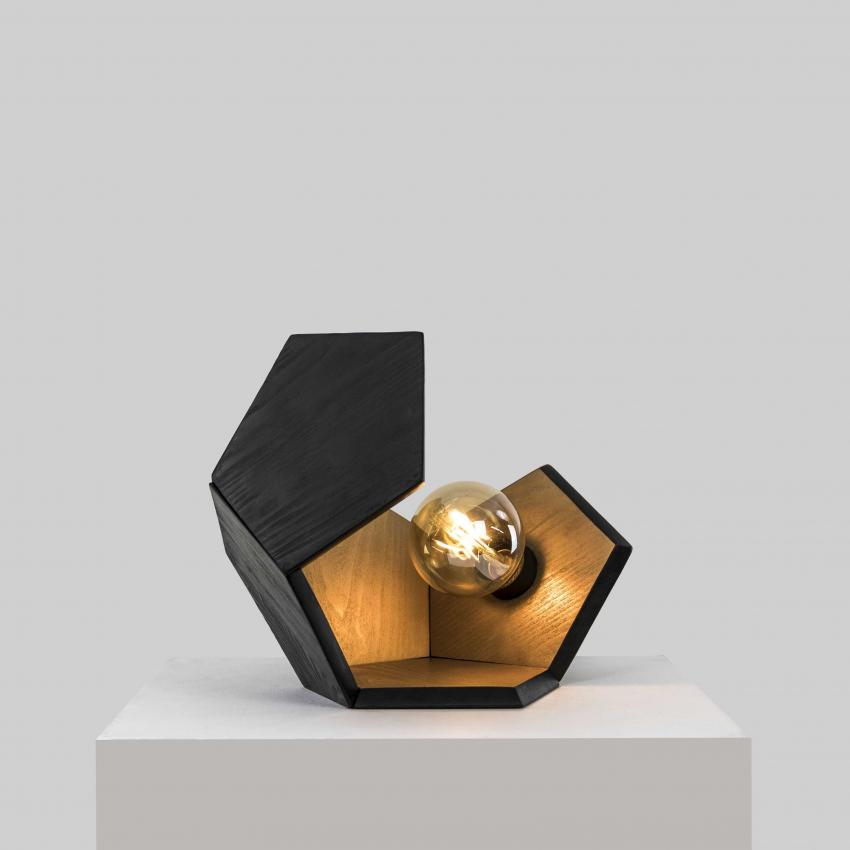 Lampe à Poser en bois brûlé - or