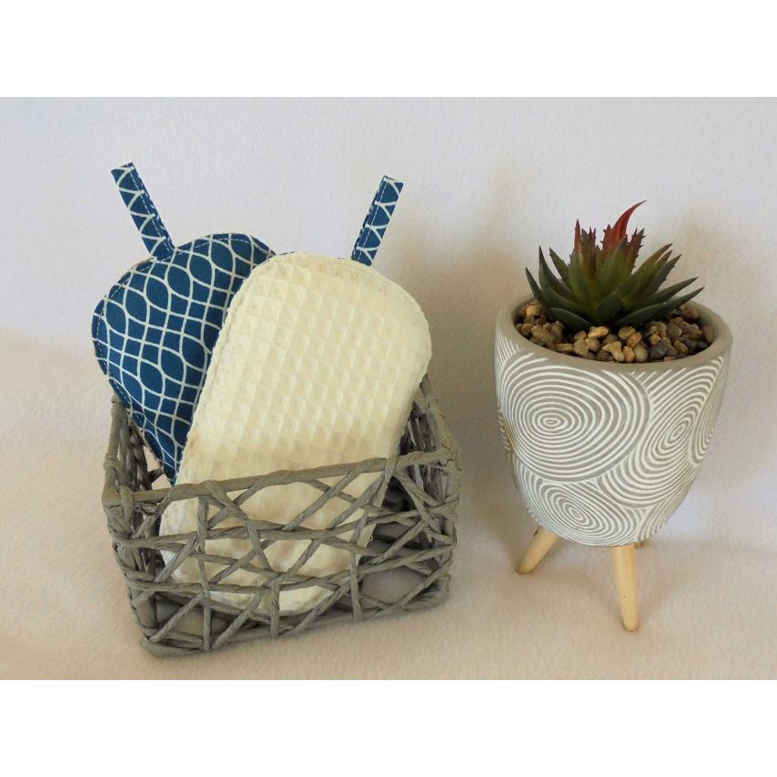 Lot de 2 éponges lavables graphique bleu