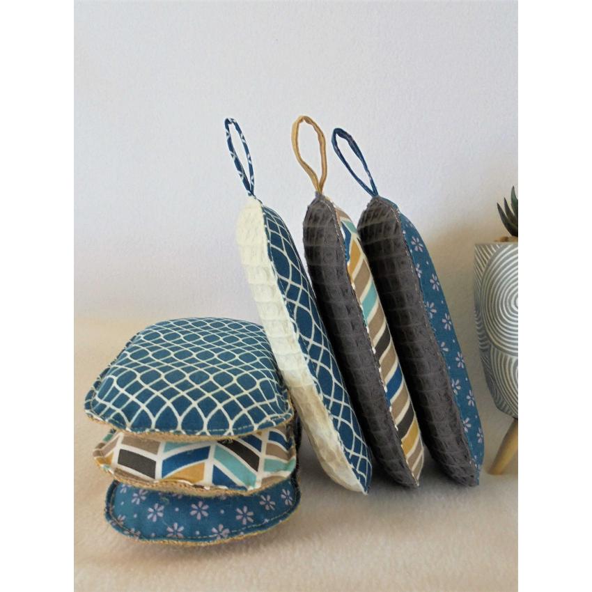 Lot de 2 éponges lavables graphique bleu