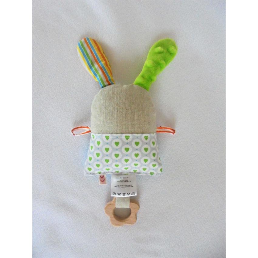 Hochet Bambino " lapinou fleurs jaunes "