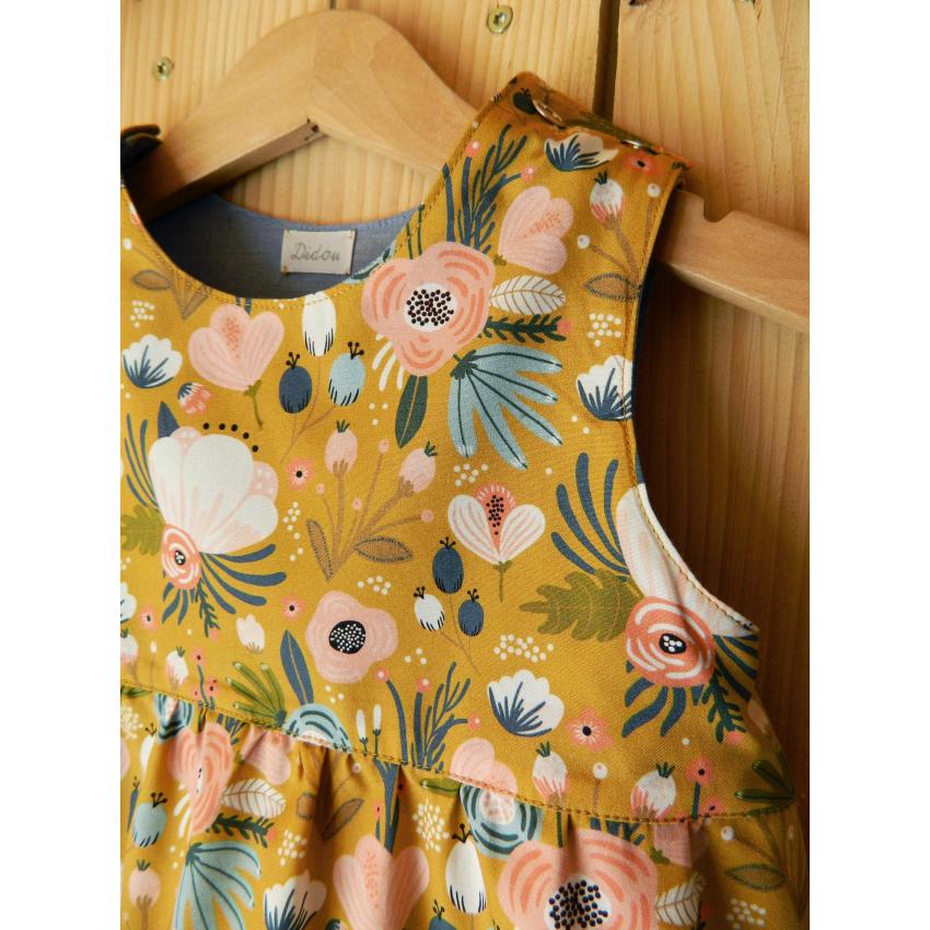 Barboteuse bébé en coton bio à fleurs