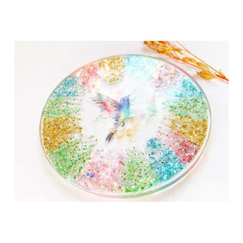 Sous verre arc en ciel colibri