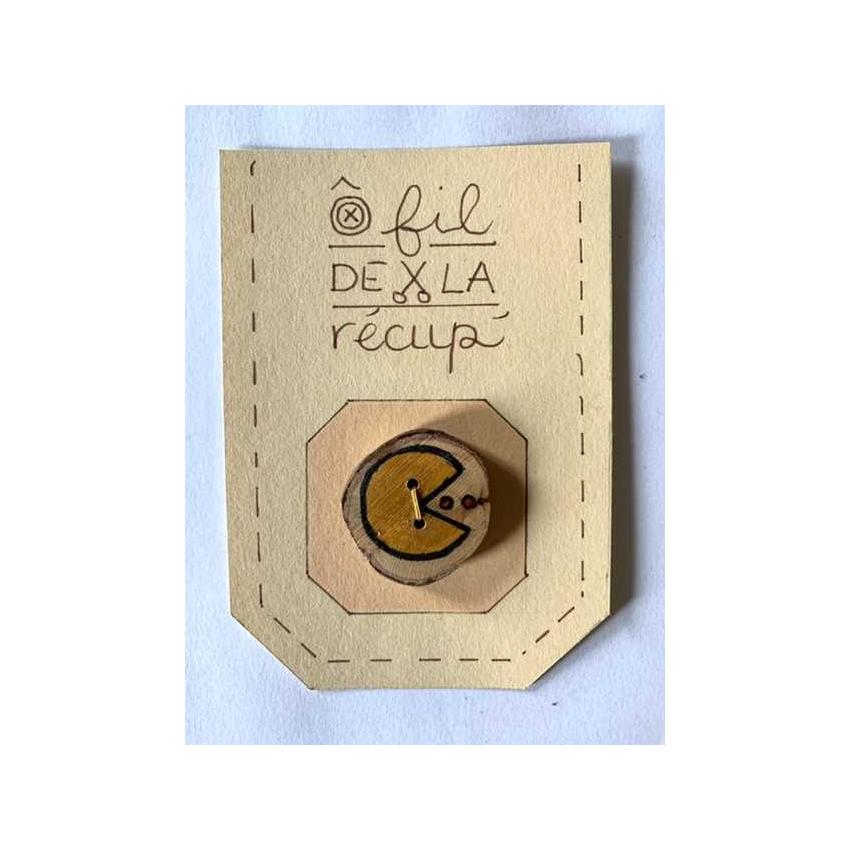 Boutons bois de poirier fait et illustrés main, thème PacMan, pacman ou fantôme au choix