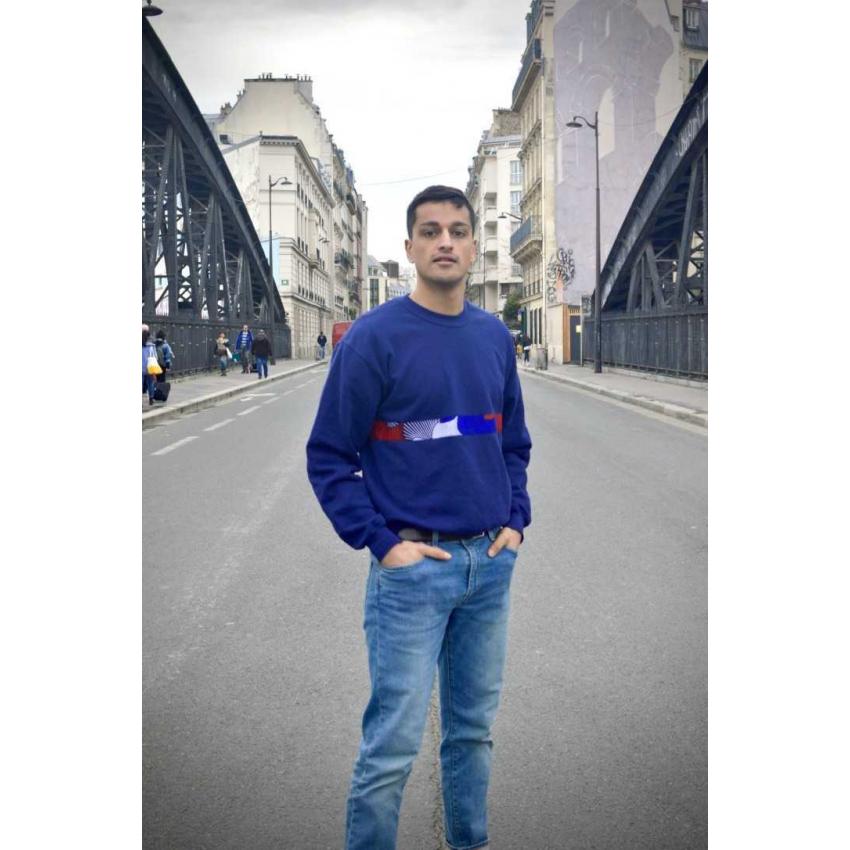 Sweat homme 100% coton bio Bleu, Blanc, Rouge