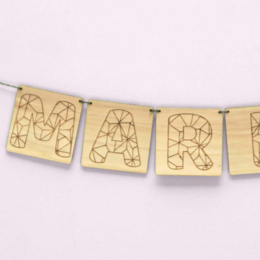 Guirlande personnalisable- Motif Géométrique- Décorative- Verso cursive et éducatif - 9,5 cm