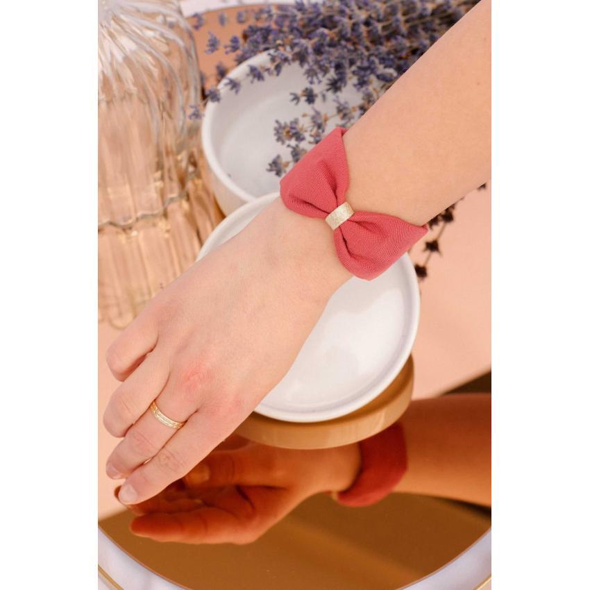 Manchette noeud rose foncé