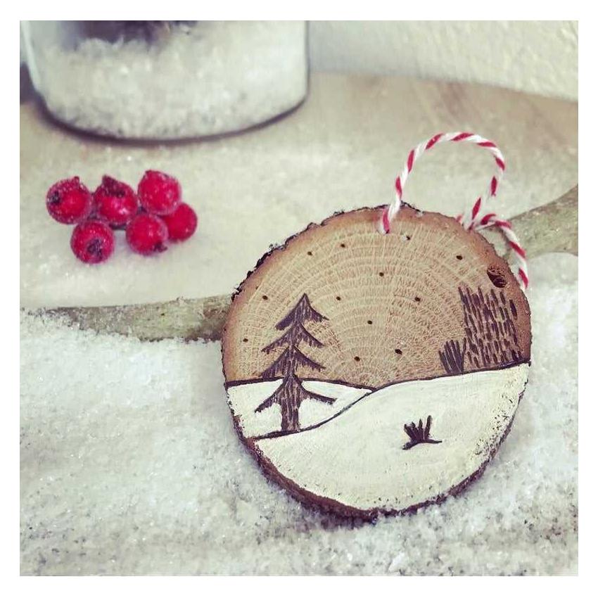 Décoration de Noël naturelle en bois - rondelle 1 sapin