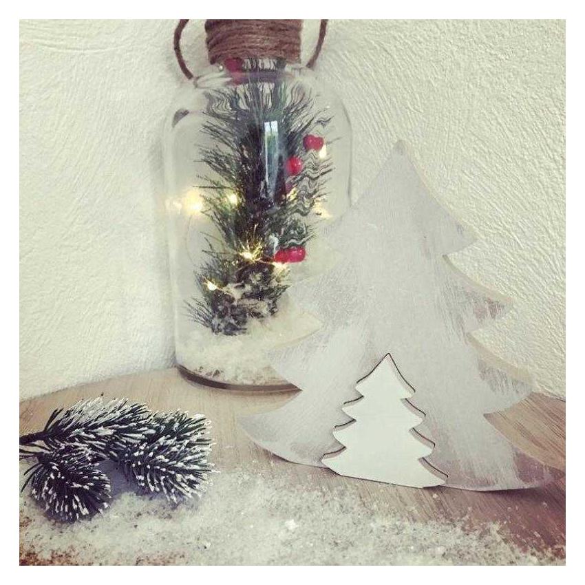 Décoration de Noël en bois à poser - sapin large et sapin