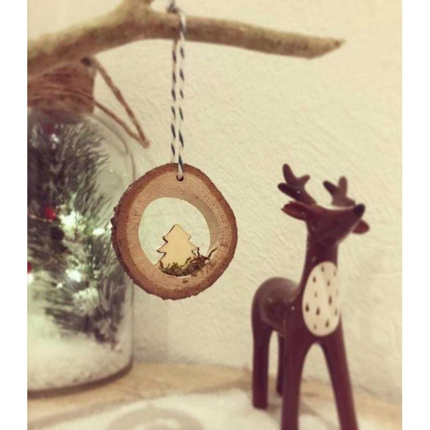 Suspension de Noël naturelle en bois - sapin