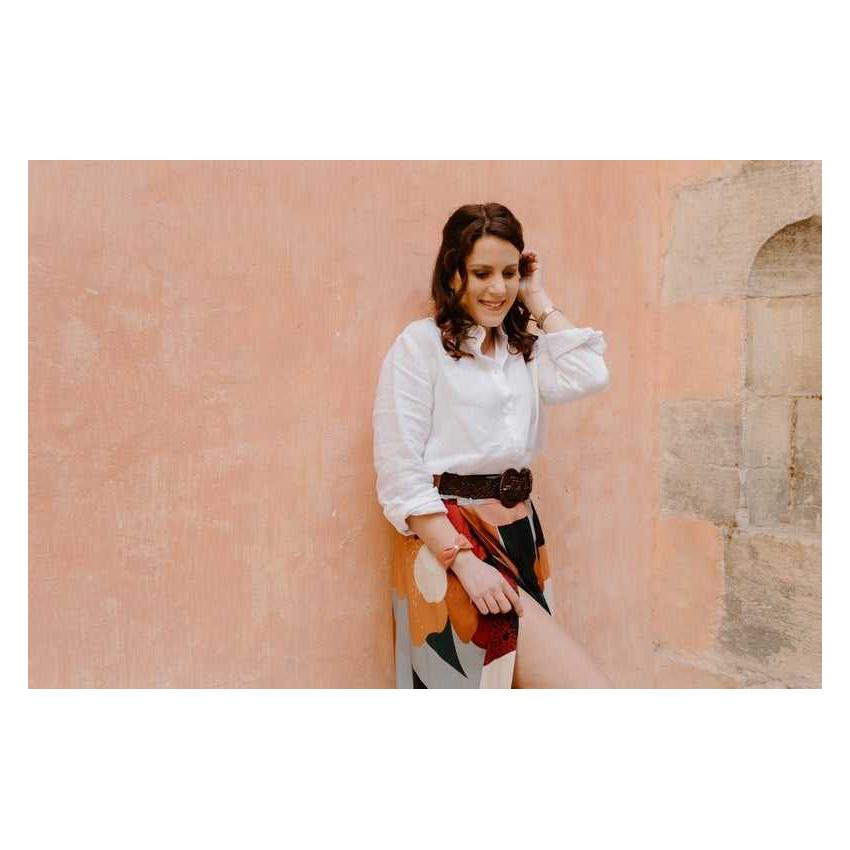 Manchette noeud rose foncé et doré