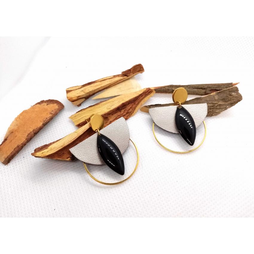 Boucles d'oreille "Anges" -argenté, doré et noir / Chibiz Créations