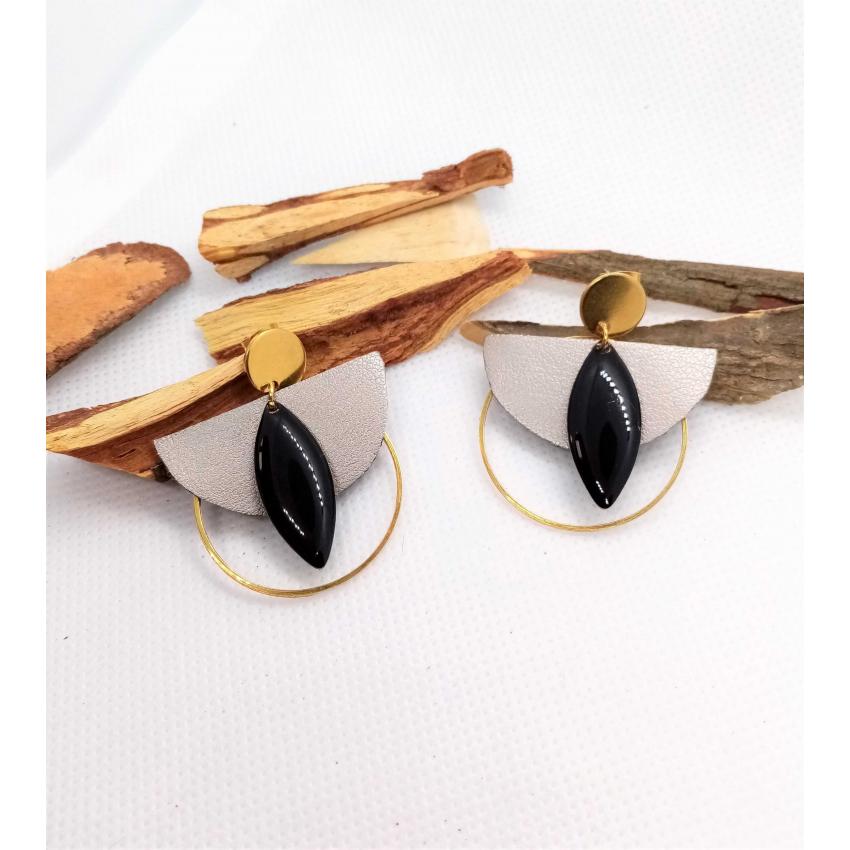 Boucles d'oreille "Anges" -argenté, doré et noir / Chibiz Créations