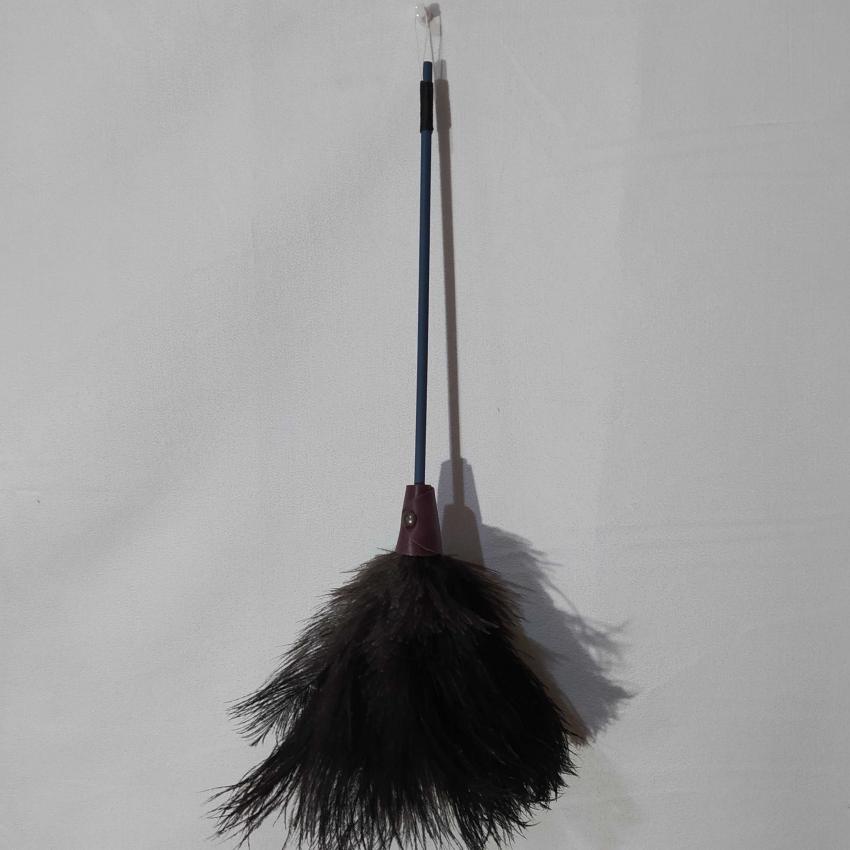 Plumeau en véritable plumes d'autruche collection Saphir Manche bleu orage