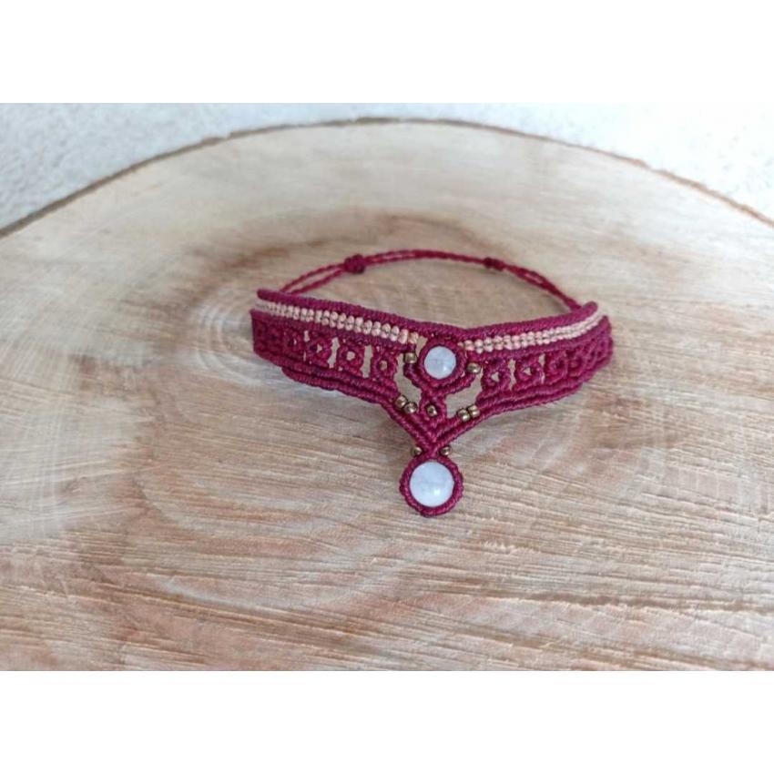 Bracelet de Cheville Macramé - Pierre Fine - Bijoux - Fait main/ Handmade