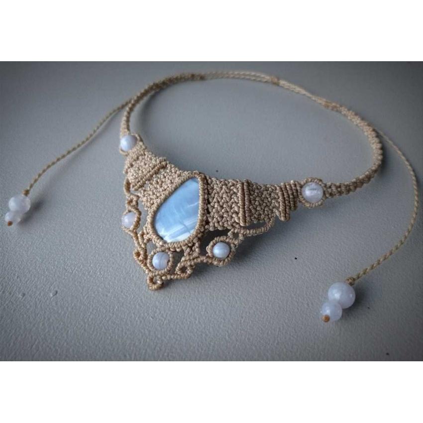 Collier Macramé - Opale Owyhee - Pierre Fine - Bijoux - Fait main/ Handmade