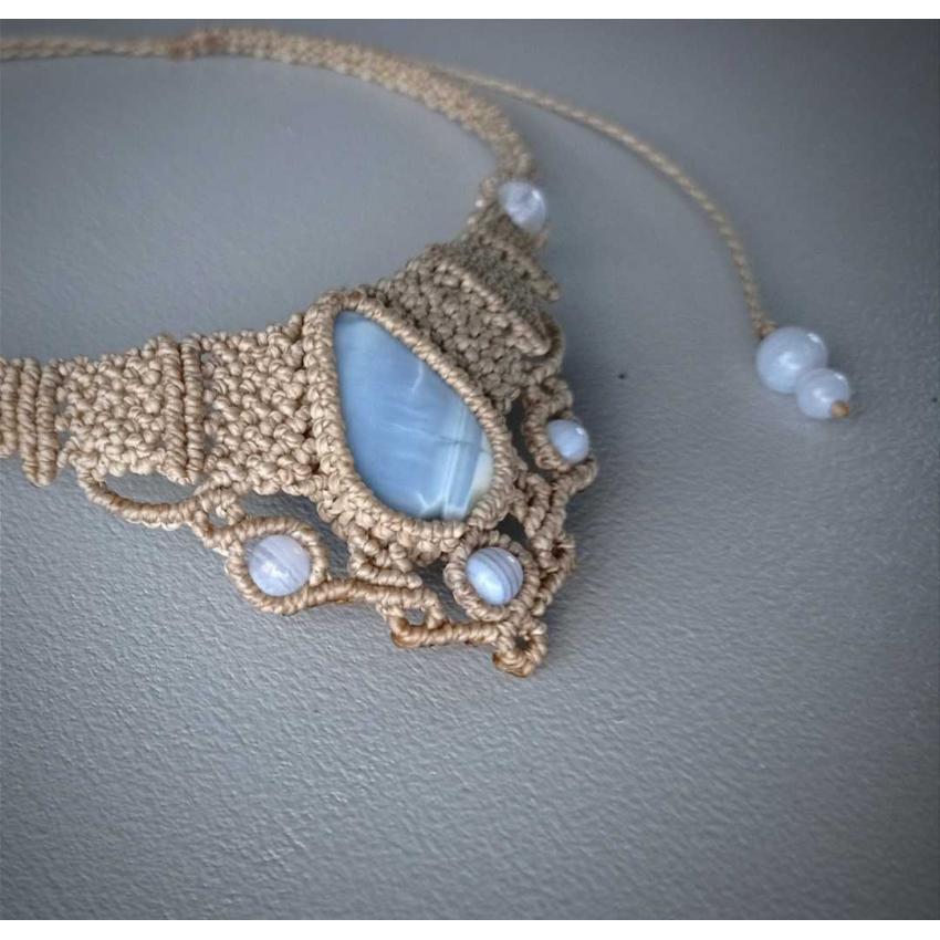 Collier Macramé - Opale Owyhee - Pierre Fine - Bijoux - Fait main/ Handmade