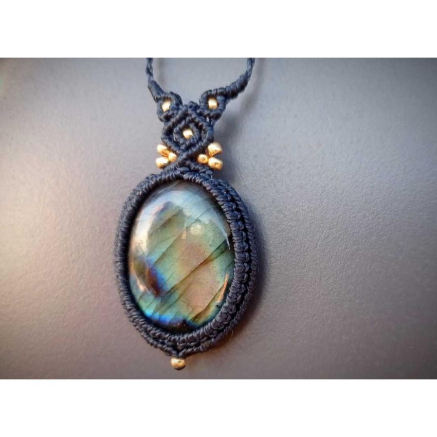 Collier Macramé - Labradorite - Pierre Fine - Bijoux - Fait main/ Handmade