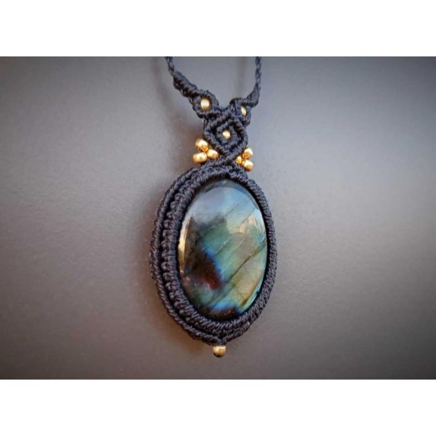 Collier Macramé - Labradorite - Pierre Fine - Bijoux - Fait main/ Handmade