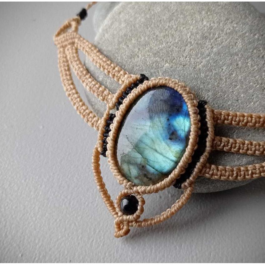 Collier Macramé - Labradorite - Pierre Fine - Bijoux - Fait main/ Handmade