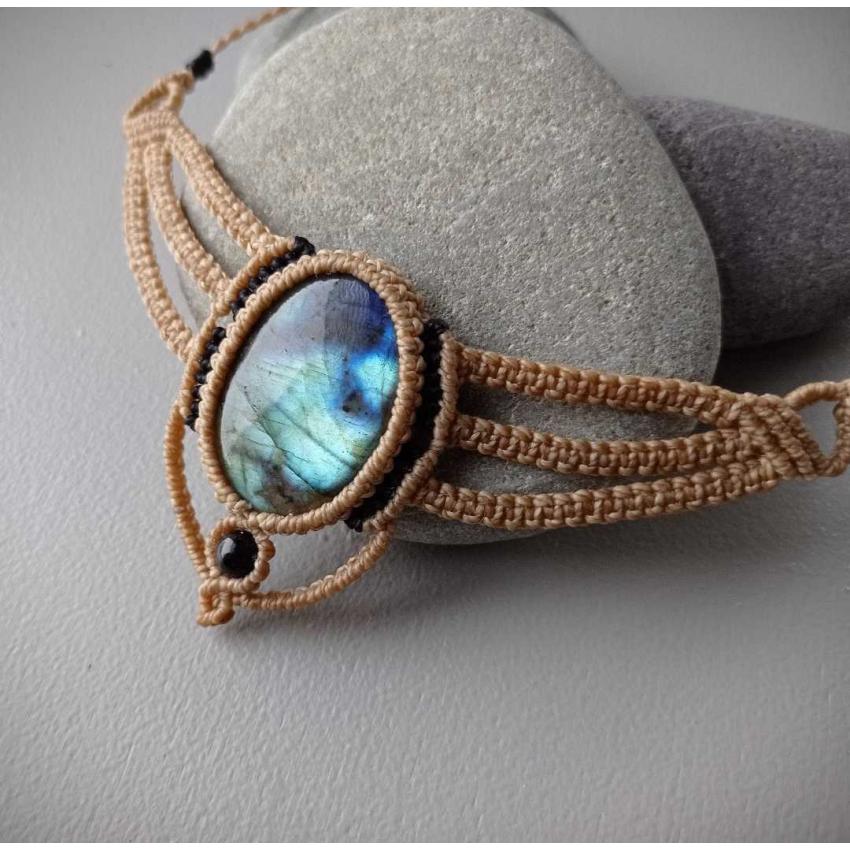 Collier Macramé - Labradorite - Pierre Fine - Bijoux - Fait main/ Handmade