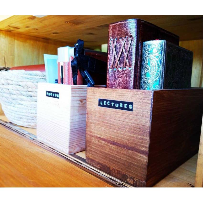 Boite de rangement en pin massif clair 30 x 10 x 9cm