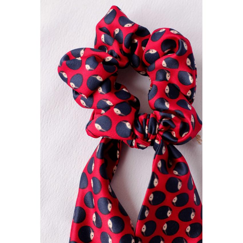 Chouchou foulard rouge et bleu