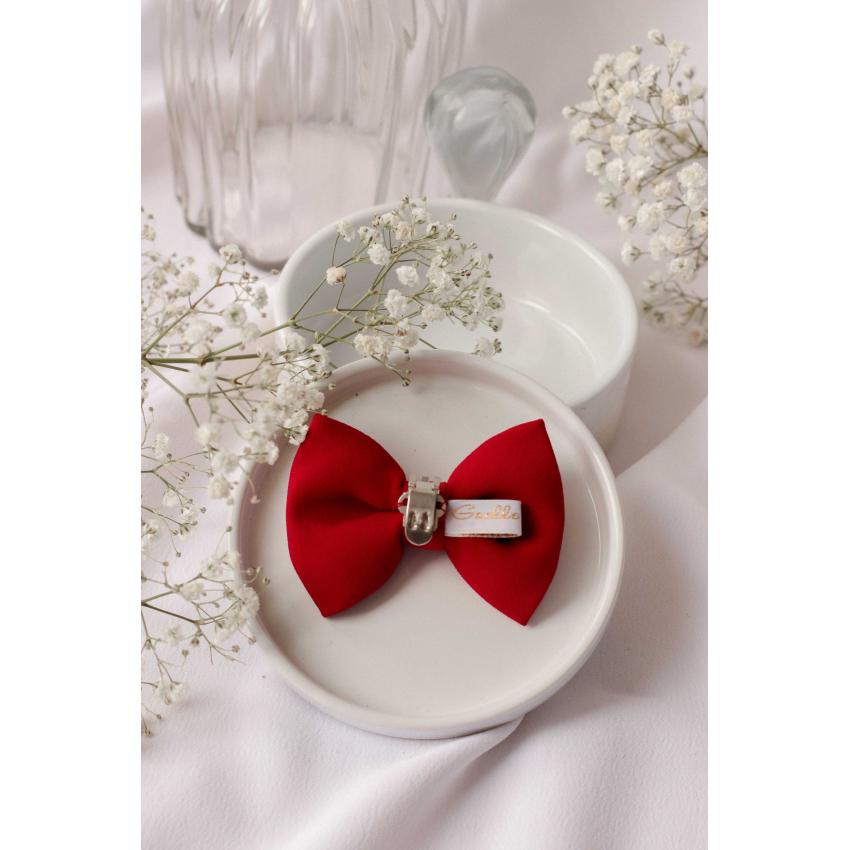 Noeud à clipser en crepe rouge