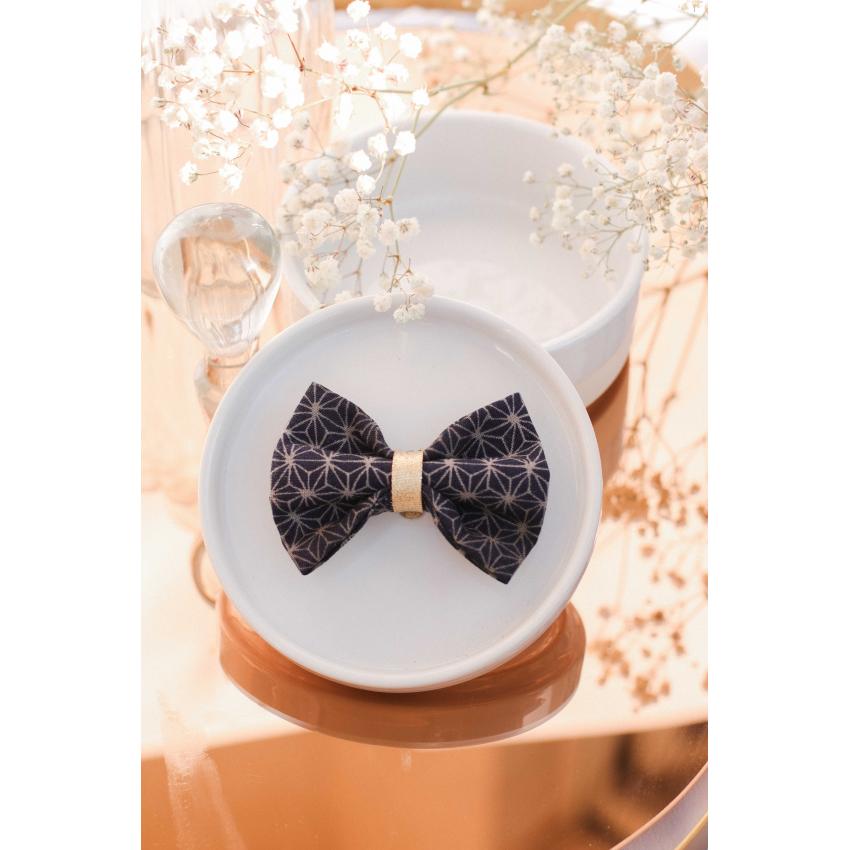 Noeud à clipser imprimé asanoha bleu