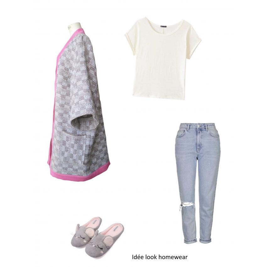 Kimono long en laine à poches plaquées