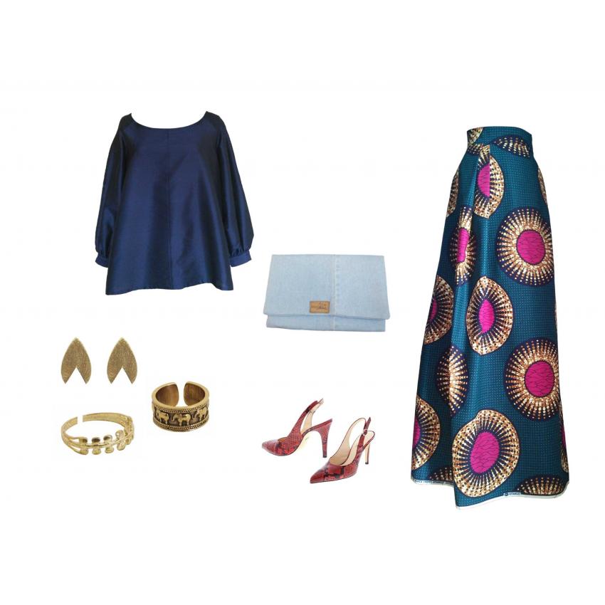 Pochette en jean délavé de récupération