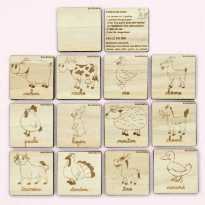Mémory animaux Ferme- Ecriture cursive- 26 cartes