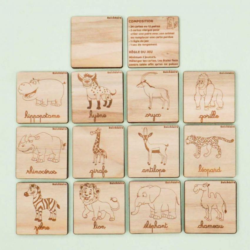 Mémory Animaux d'Afrique - Ecriture Cursive- 26 cartes