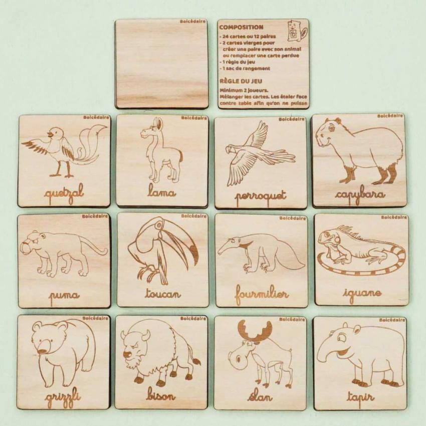 Mémory Animaux des Amériques- Ecriture Cursive- 26 cartes