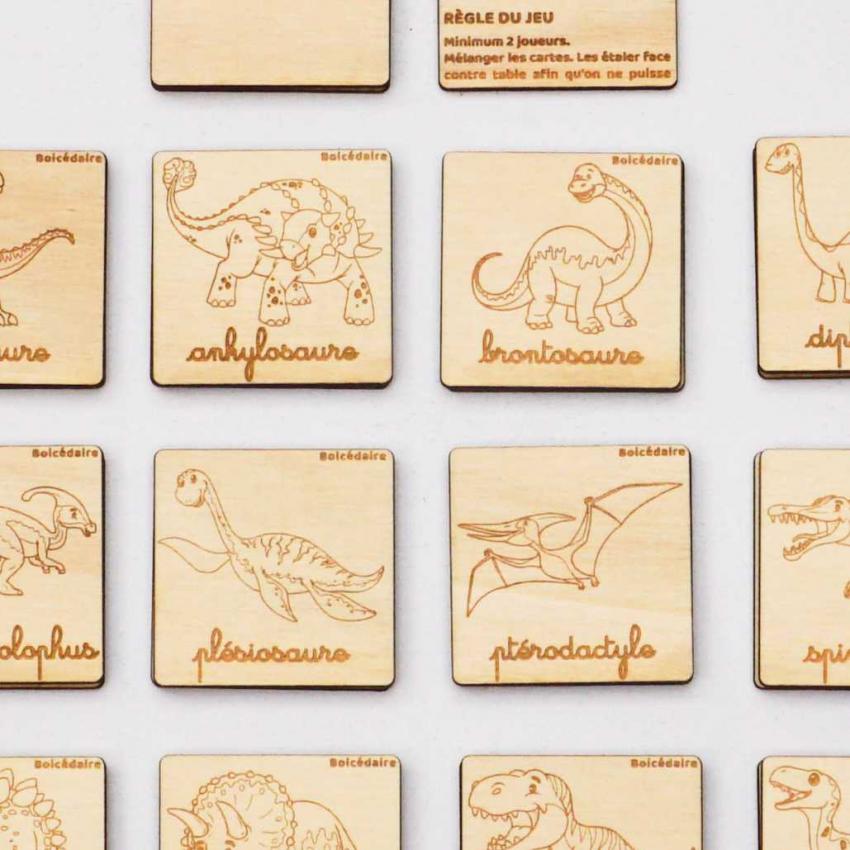 Mémory dinosaures- Ecriture cursive- 26 cartes