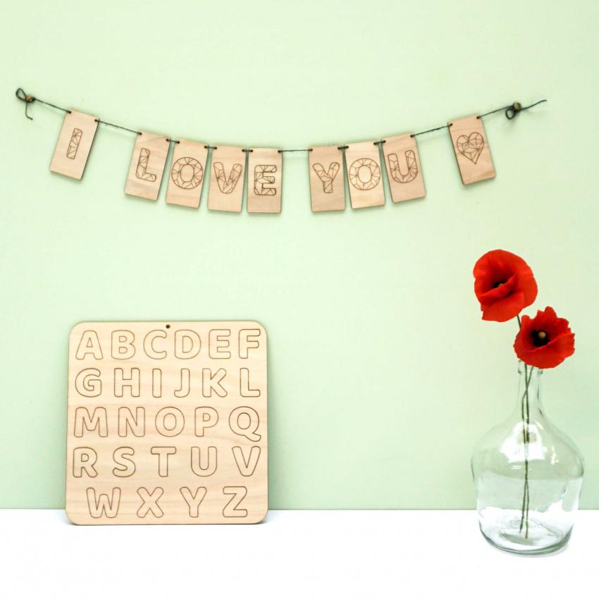 Guirlande I Love You en bois