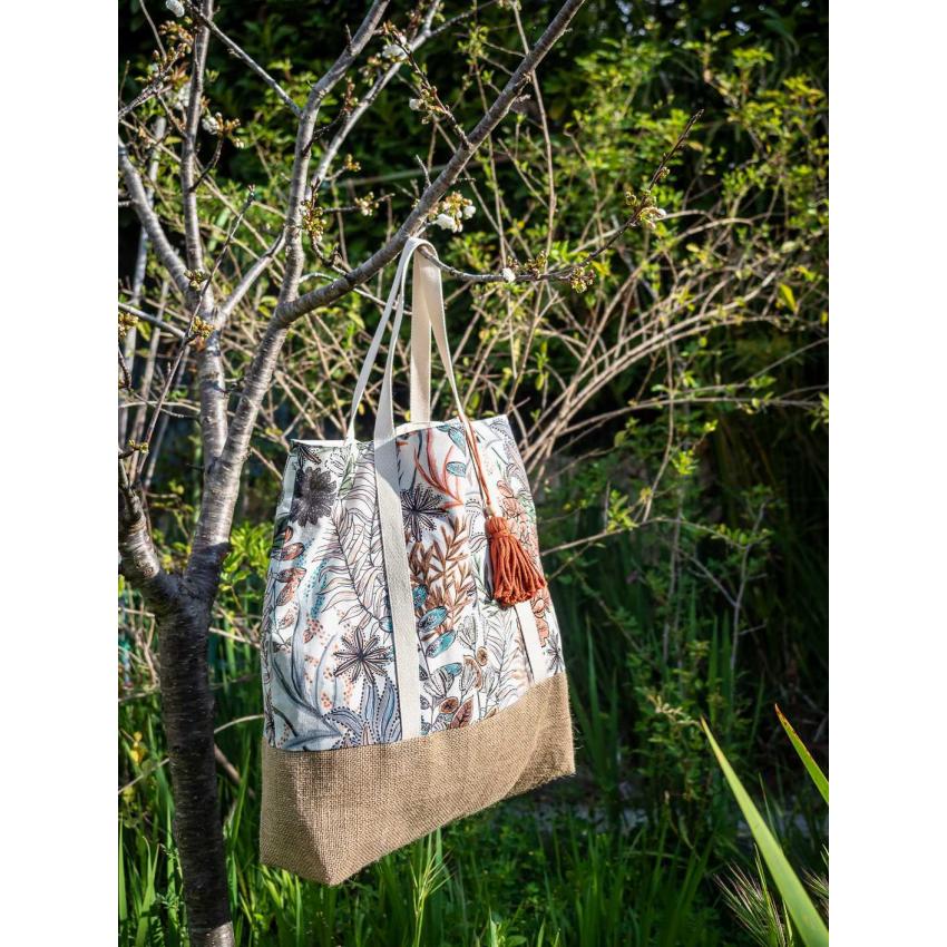 Grand sac cabas imprimé "végétal"