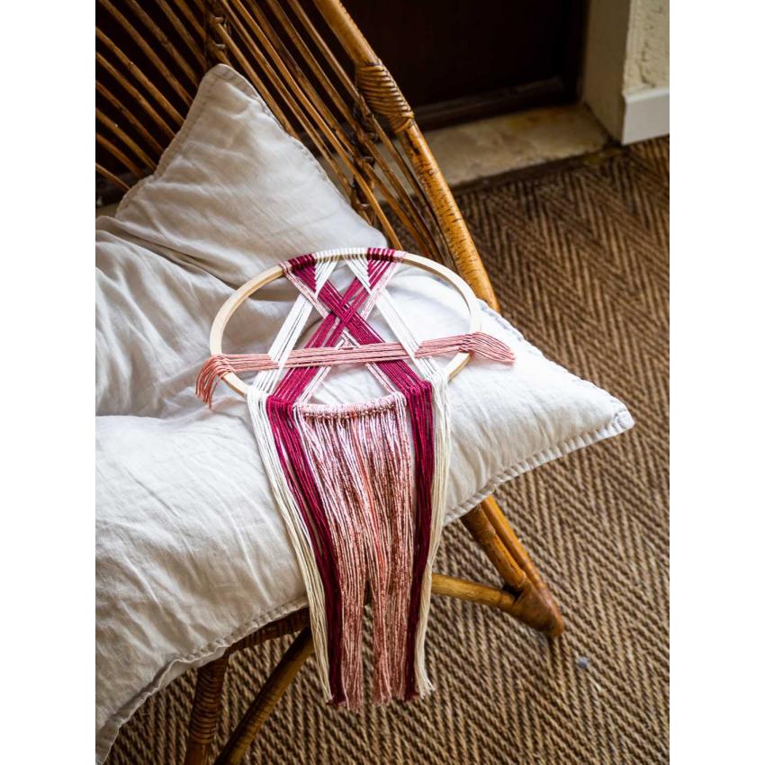 Tissage croisé "framboise, rose et blanc"