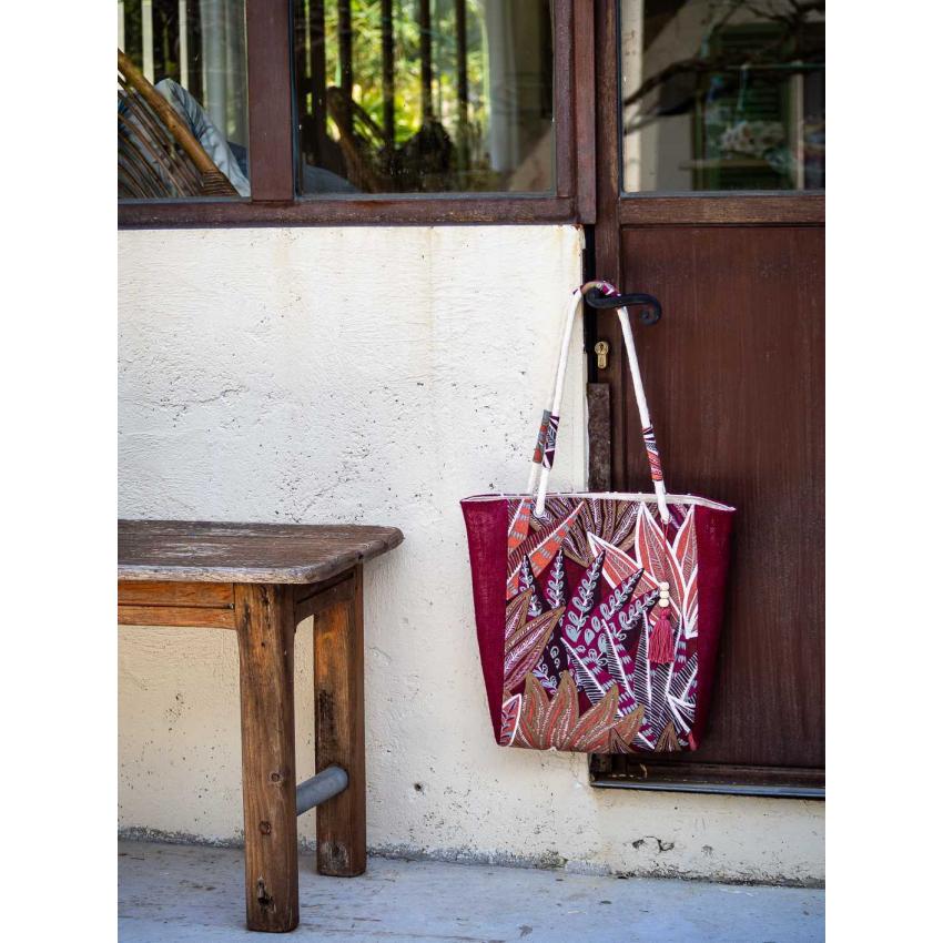 Sac en coton imprimé et toile de jute