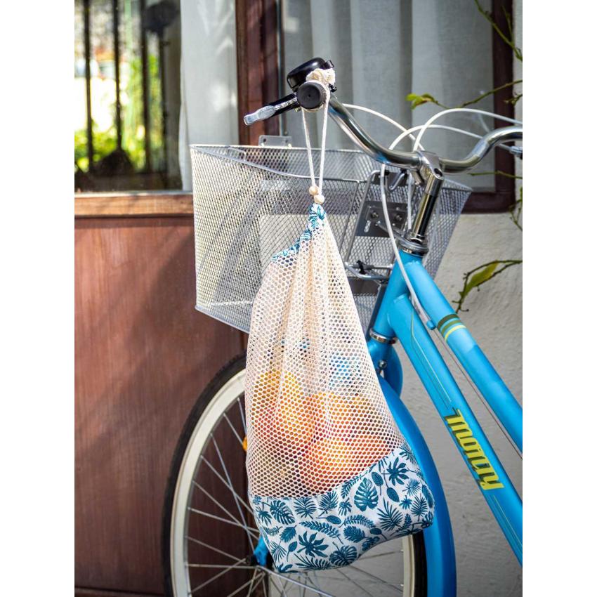 Sac à vrac imprimé "végétal" bleu