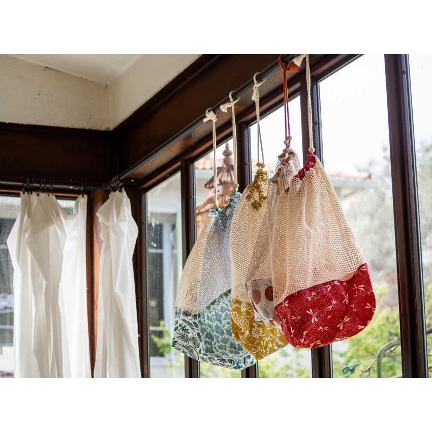 Sac à vrac imprimé "fleurs" bleu