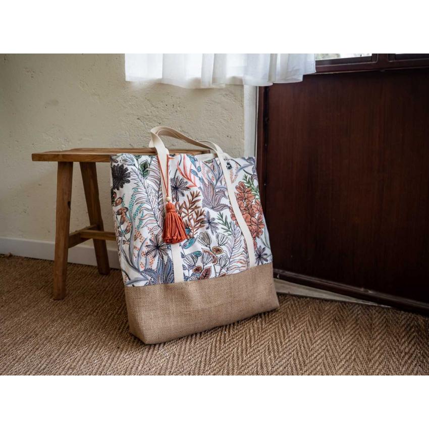 Grand sac cabas imprimé "végétal"