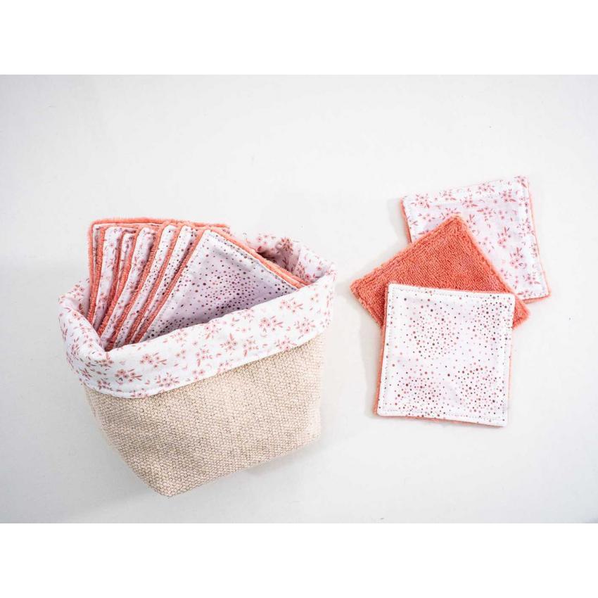 Cotons démaquillants lavables "fleurs-pois""