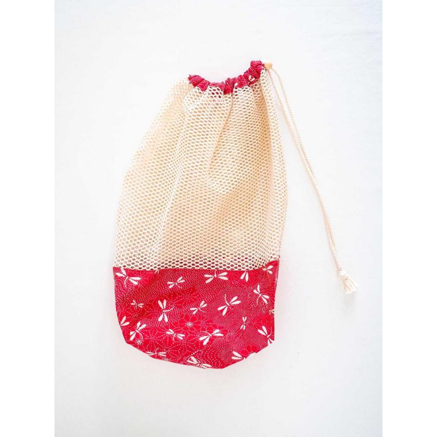 Sac à vrac imprimé "libellule" rouge